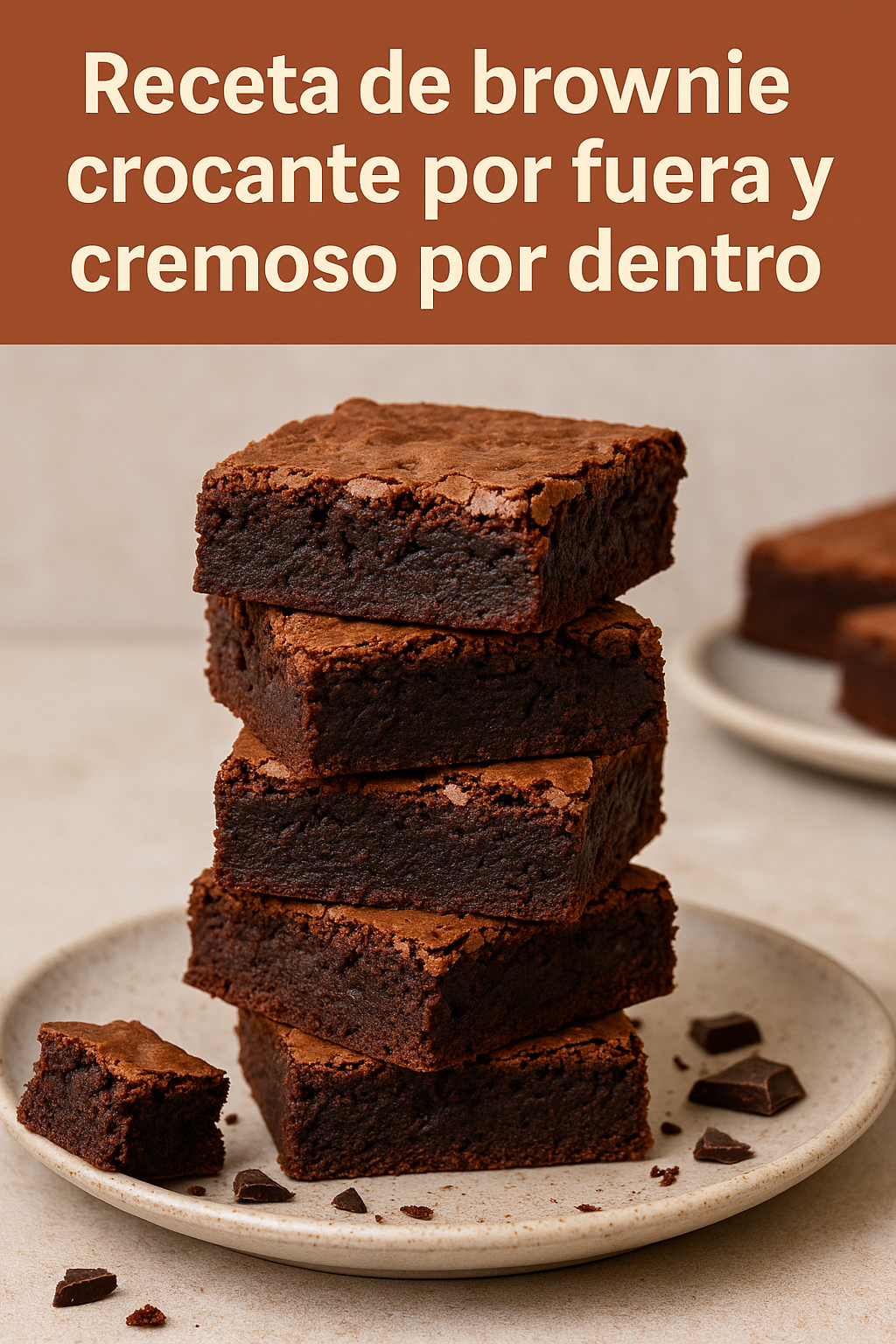 Receta de brownie crocante por fuera y cremoso por dentro